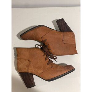 Clarks Women's Leather Lace-Up Ankle Boots Brown High Heel Size 6.5M